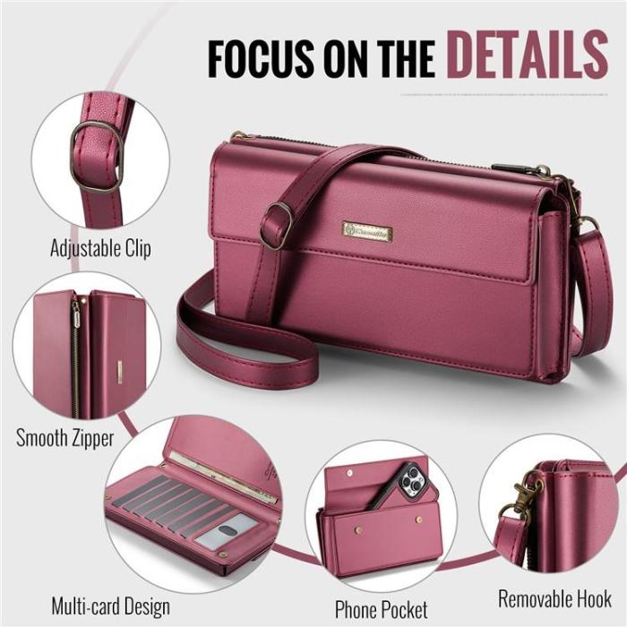 Caseme - CASEME Me20 Crossbody Väska 4.0-7.6'' Läder - VinRöd