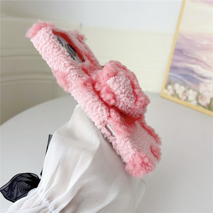 A-One Brand - iPhone 17 Pro Max Mobilskal 3D Heart Plush TPU Winter Warm - Lila