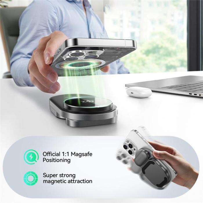 Joyroom - JOYROOM Qi2 MagSafe Trådlös Laddare iPhone, Apple Watch, Airpods - Svart