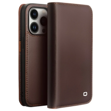 QIALINO - Qialino iPhone 14 Pro Plånboksfodral Äkta läder - Brun
