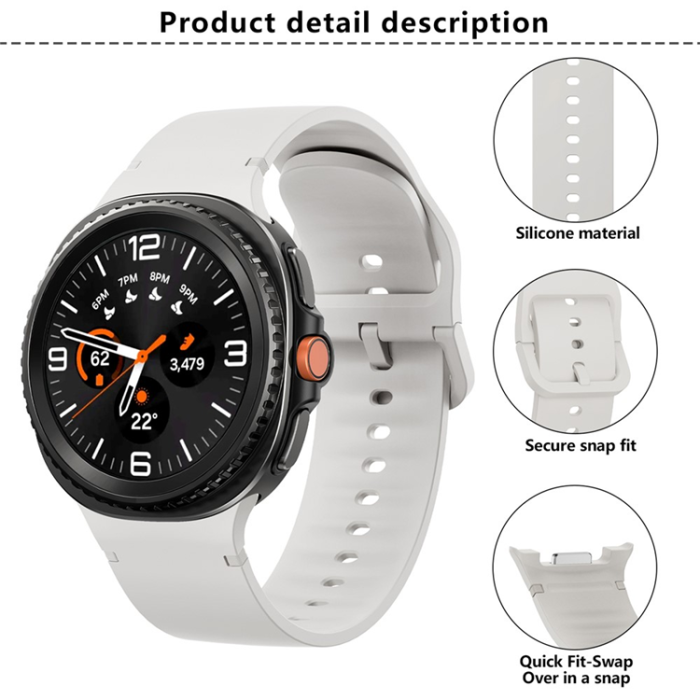 KALEBOL - Kalebol Galaxy Watch 8 (40/44/46mm) Armband Silikon - Mörkgrå