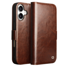 QIALINO - QIALINO iPhone 17 Plånboksfodral Äkta Läder - Brun