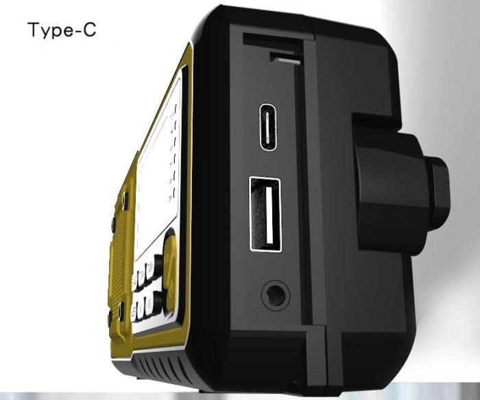 UTGATT5 - vev-radio 4000mAh Powerbank med LCD Skärm, Solceller, Ficklampa - Orange