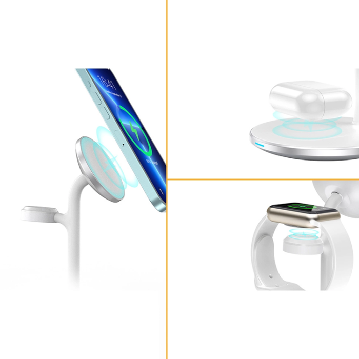 Choetech - Choetech 3-in-1 Trådlös Laddare Magsafe 15W iPhone, Apple Watch, AirPods - Vit