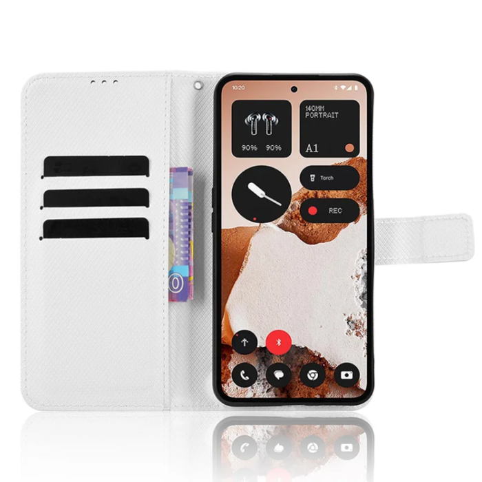 A-One Brand - Nothing CMF Phone 2 Pro Plånboksfodral Diamond Läder - Vit