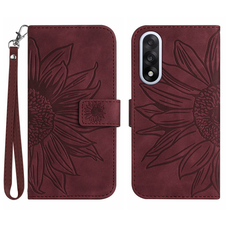 OnePlus Nord 5 Plånboksfodral Sunflower Imprint - Vinröd | 2353 | AlltMobil