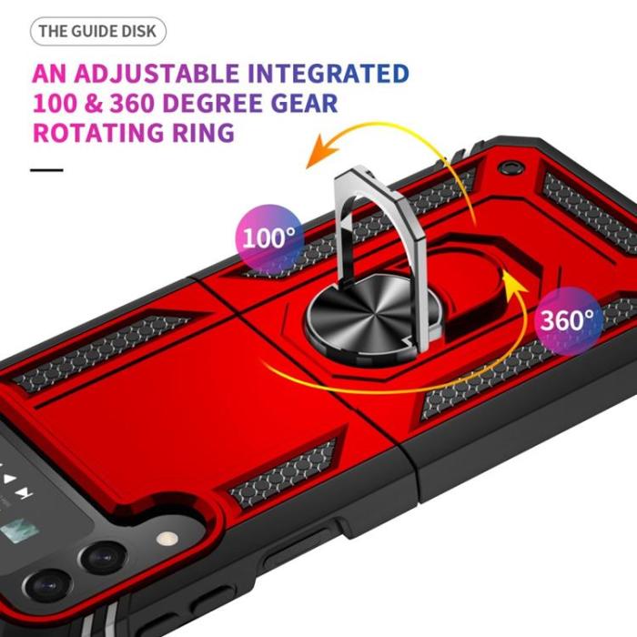 A-One Brand - Galaxy Z Flip 4 Skal Ringhållare Kickstand - Röd