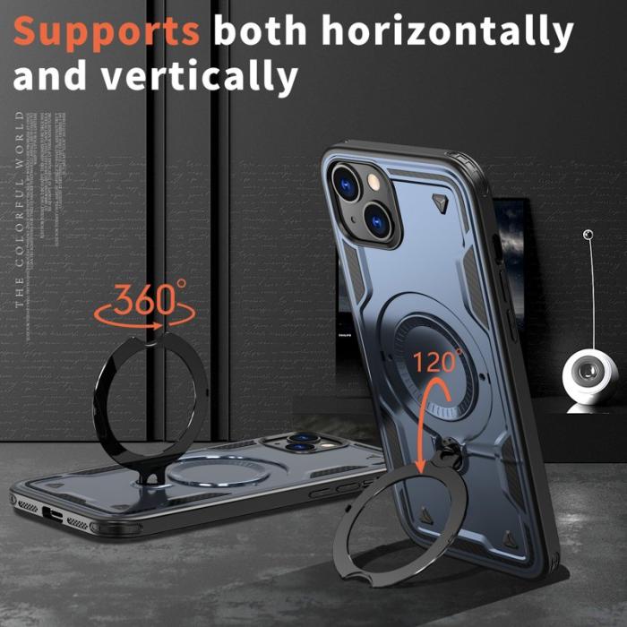 N/A - Mobilskal till iPhone 14/13 Plast Militärskydd Kickstand - Blå