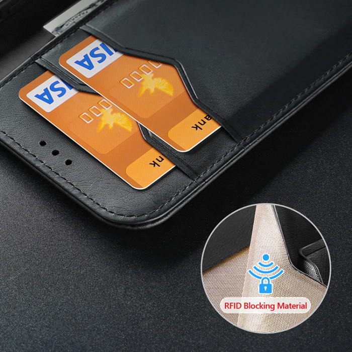 Dux Ducis - Dux Ducis iPhone 16 Pro Plånboksfodral Äkta Läder Hivo - Svart