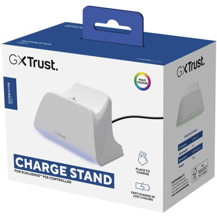Trust - Trust GXT 255W Snabbladdningsställ för PS5-handkontroll Vit