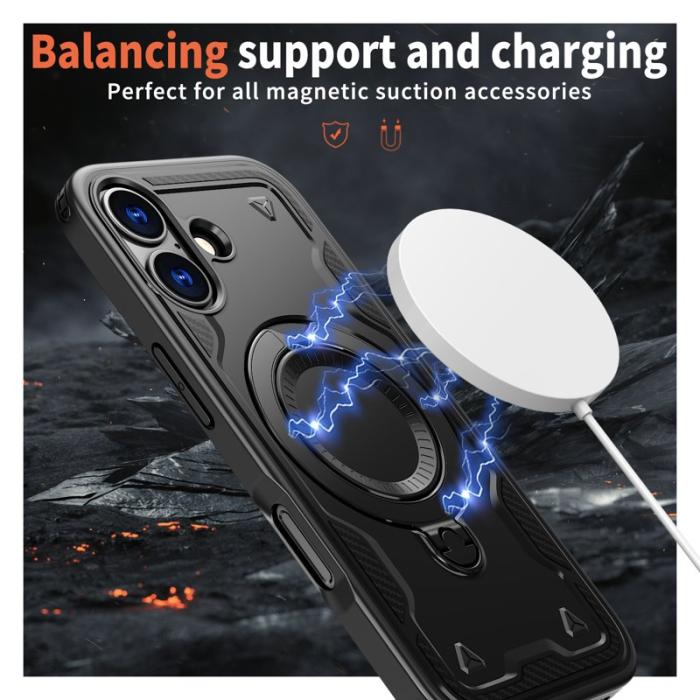 N/A - Mobilskal till iPhone 17 Plast Militärskydd Kickstand - Svart