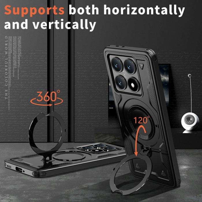 N/A - Mobilskal till Xiaomi 14T Militärt Skydd Plast Kickstand - Svart