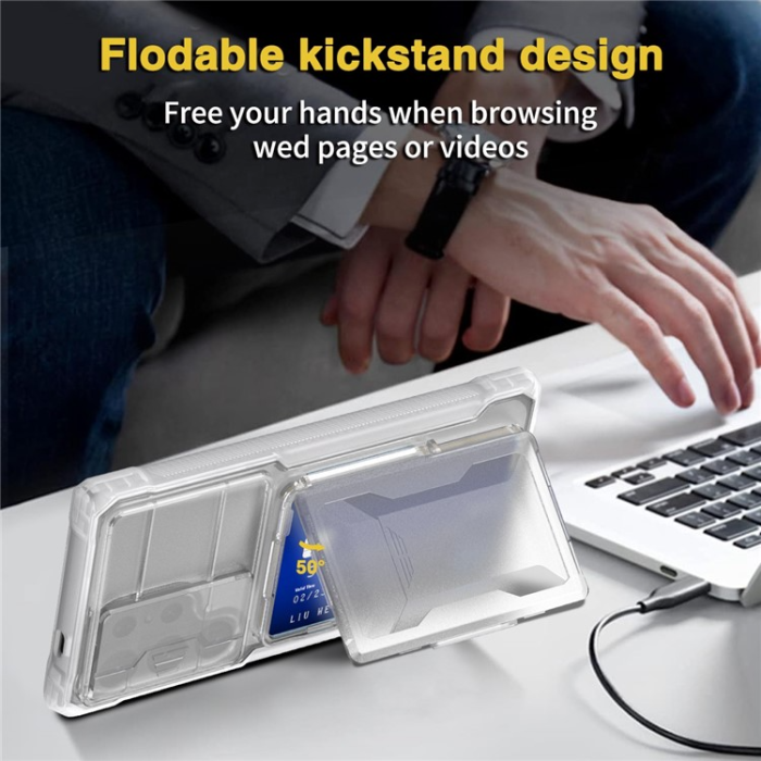 GKK - GKK Galaxy S24 Ultra Mobilskal Korthållare KickStand - Clear