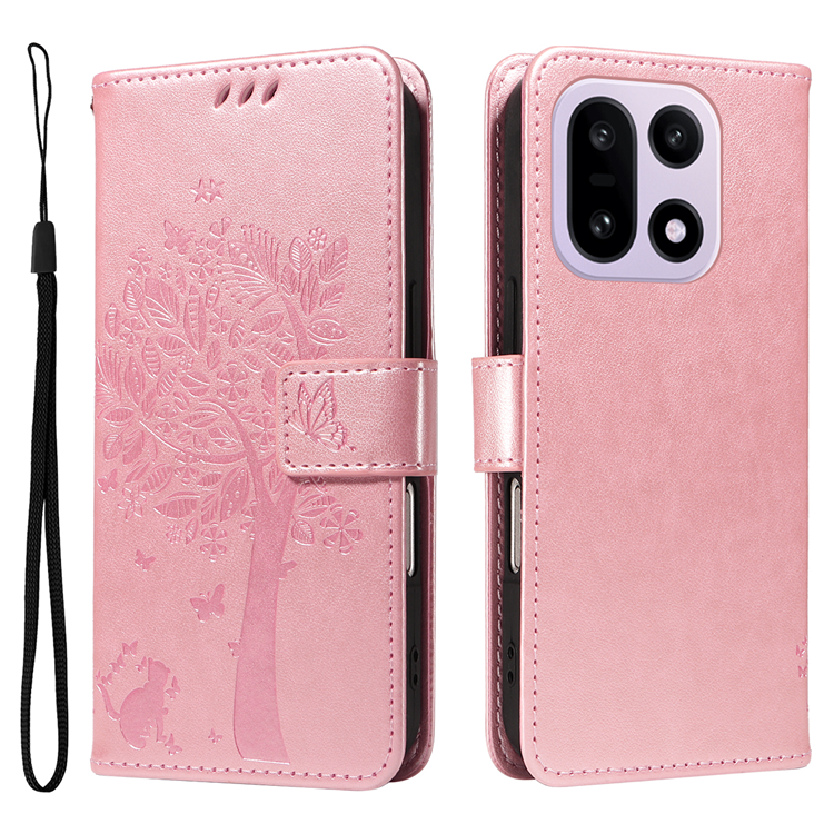 OnePlus 15 5G Plånboksfodral Cat Tree Pattern Konstläder (Roséguld) | 2353 | AlltMobil