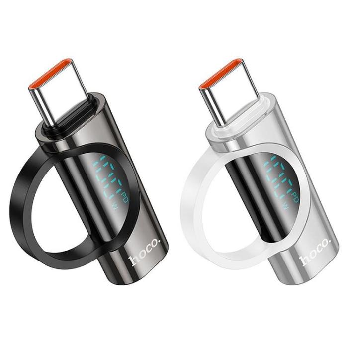 Hoco - Hoco Adapter USB-C Till USB-C Med Display 5A 100W - Silver