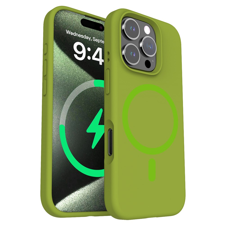 iPhone 16 Pro Max Mobilskal Magsafe Liquid Silicone - Mustard Grön | 2353 | AlltMobil
