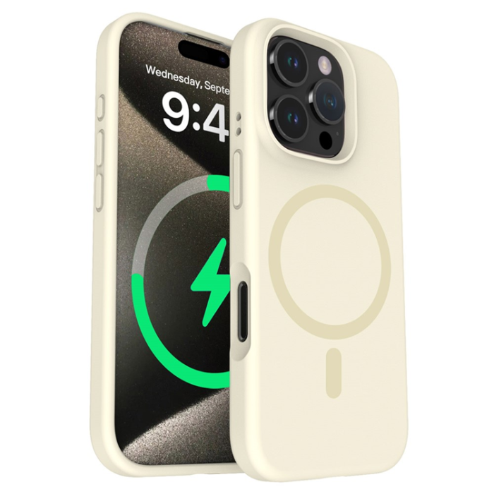 A-One Brand - iPhone 16 Pro Max Mobilskal Magsafe Liquid Silicone - Antique Vit