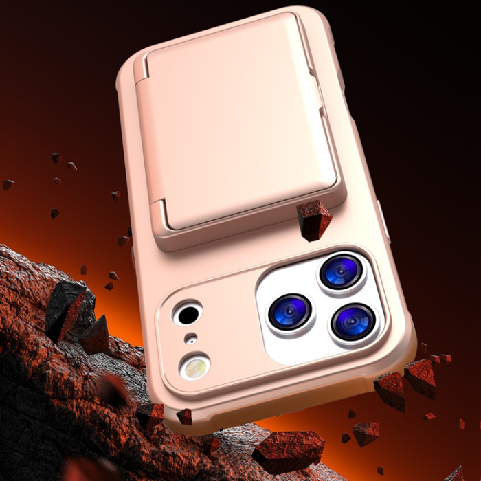 A-One Brand - iPhone 17 Pro Mobilskal Korthållare Mirror Kickstand - Roséguld