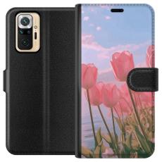 iSecrets - Pl&aring;nboksfodral till Xiaomi Redmi Note 10 Pro med Rosa Tulpaner