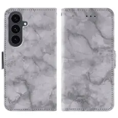 OEM - Samsung Galaxy S26 Pl&aring;nboksfodral Marmor M&ouml;nster Dubbel Magnetisk L&aring;s - Gr&aring;