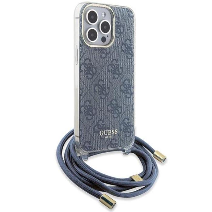 Guess - Guess iPhone 15 Pro Max Mobilskal Crossbody Cord Print - Blå