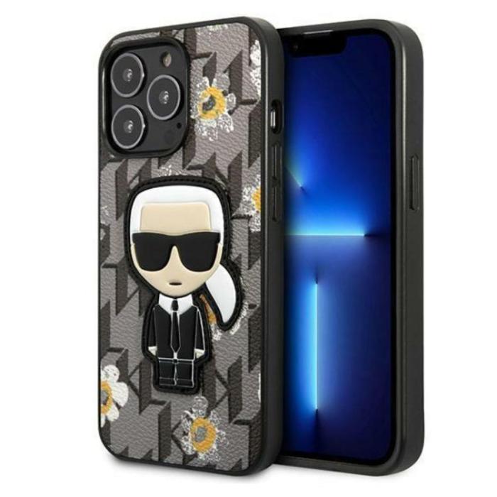 KARL LAGERFELD - Karl Lagerfeld iPhone 13 Pro Skal Flower Ikonik Karl - Grå