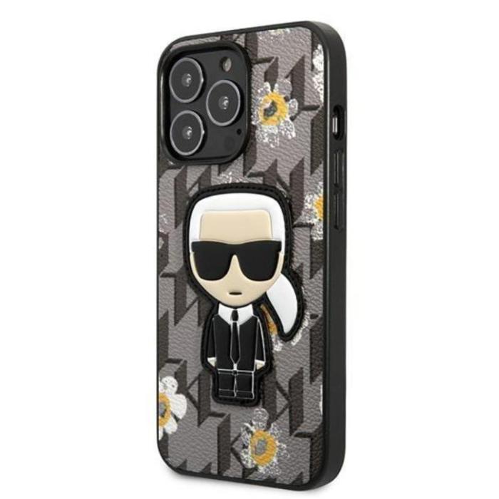 KARL LAGERFELD - Karl Lagerfeld iPhone 13 Pro Skal Flower Ikonik Karl - Grå