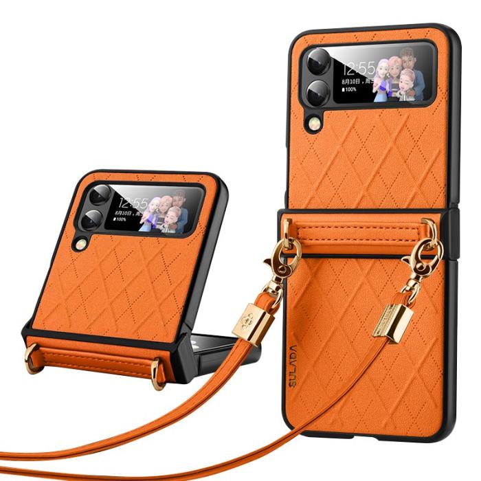 SULADA - SULADA Mobilskal till Galaxy Z Flip4 5G Shockproof PU+PC Orange