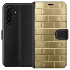 Gustaf - Pl&aring;nboksfodral till Samsung Galaxy A17 5G med Gyllene Murstenar