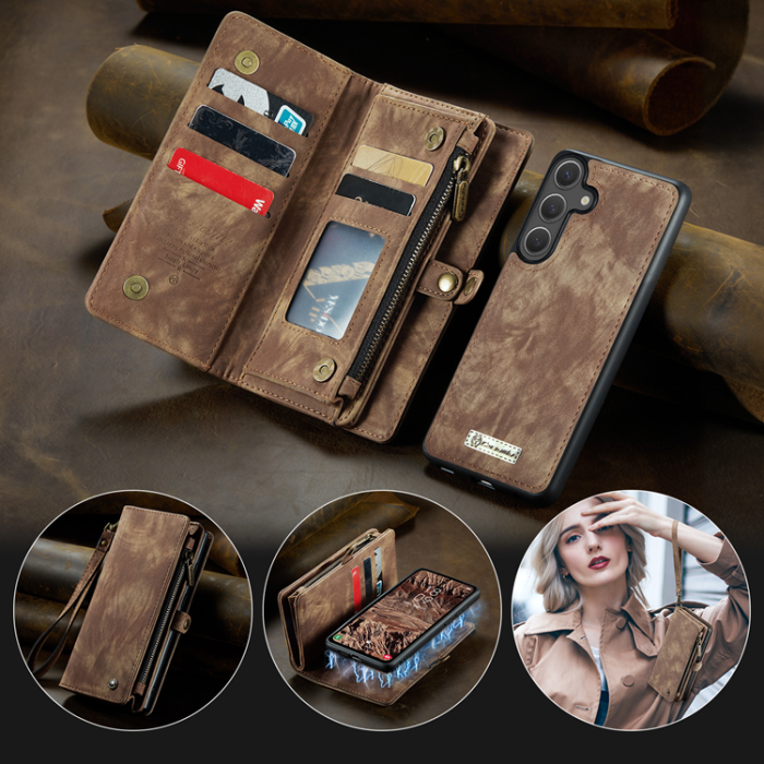 Caseme - CASEME Galaxy S25 FE Plånboksfodral Detachable 008 - Brun