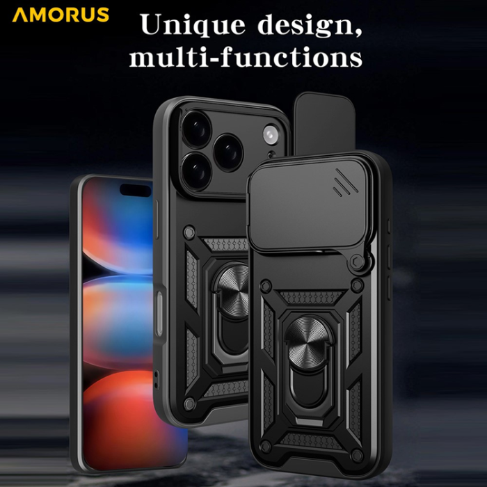 Amorus - AMORUS iPhone 17 Pro Mobilskal Med Kameralinsreglage - Guld