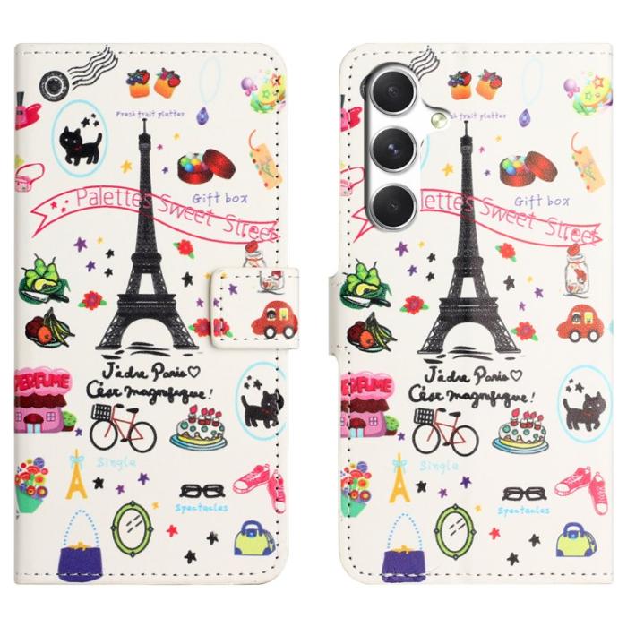OEM - Plånboksfodral för Samsung Galaxy S26 Konstläder - Eiffel Tower - Grå