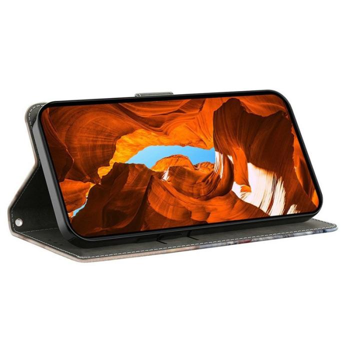 OEM - Plånboksfodral för Samsung Galaxy S26 Konstläder Fällbart - Mönstertryck - Svart