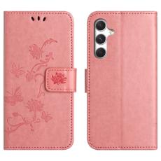 OEM - Pl&aring;nboksfodral f&ouml;r Samsung Galaxy S26 Plus St&auml;ll Impr&auml;ntad Fj&auml;ril - Rosa