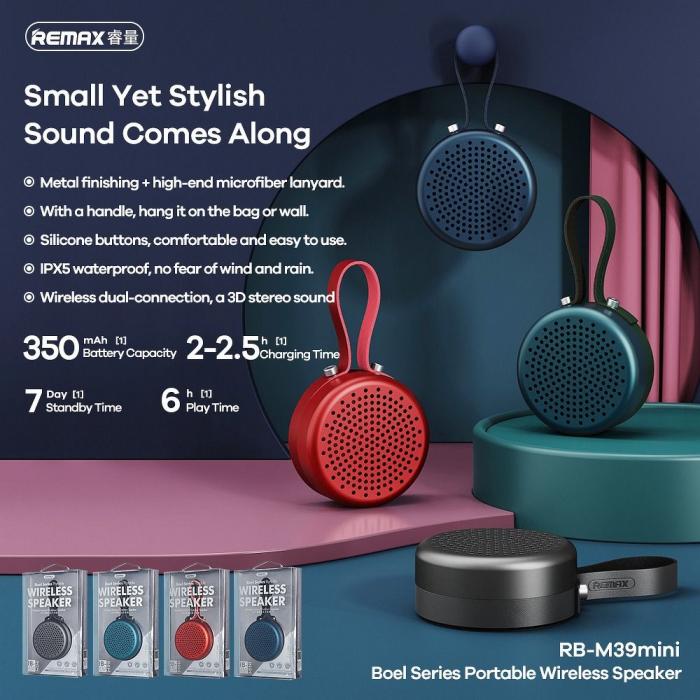 Remax - REMAX trådlös högtalare Boel Stereo RB-M39 mini röd