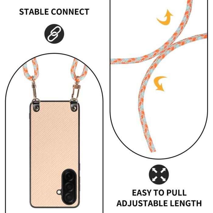 OEM - Mobilskal för Samsung Galaxy S26 Plus Kolfiber Hybrid med Rem - Aprikos