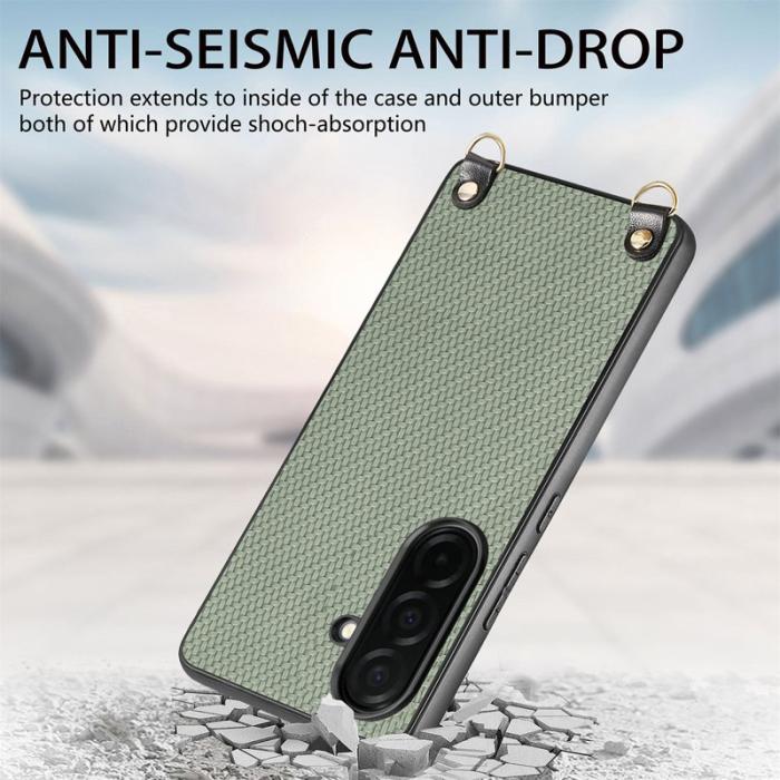 OEM - Mobilskal för Samsung Galaxy S26 Plus Kolfiber Hybrid med Rem - Grön