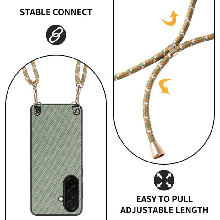 OEM - Mobilskal för Samsung Galaxy S26 Plus Kolfiber Hybrid med Rem - Grön