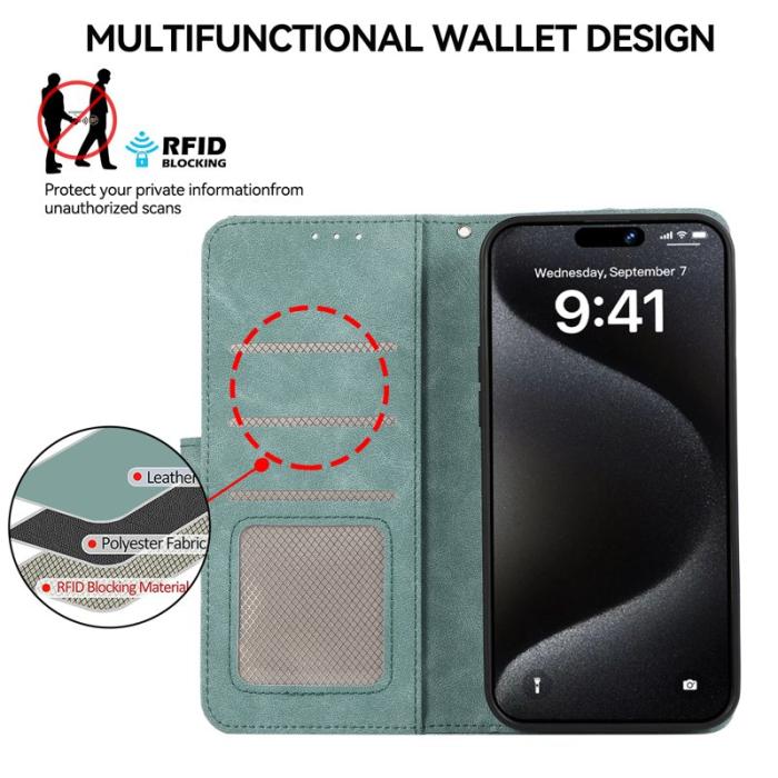ABEEL - ABEEL iPhone 16 Plus Plånboksfodral RFID-Skydd Blå