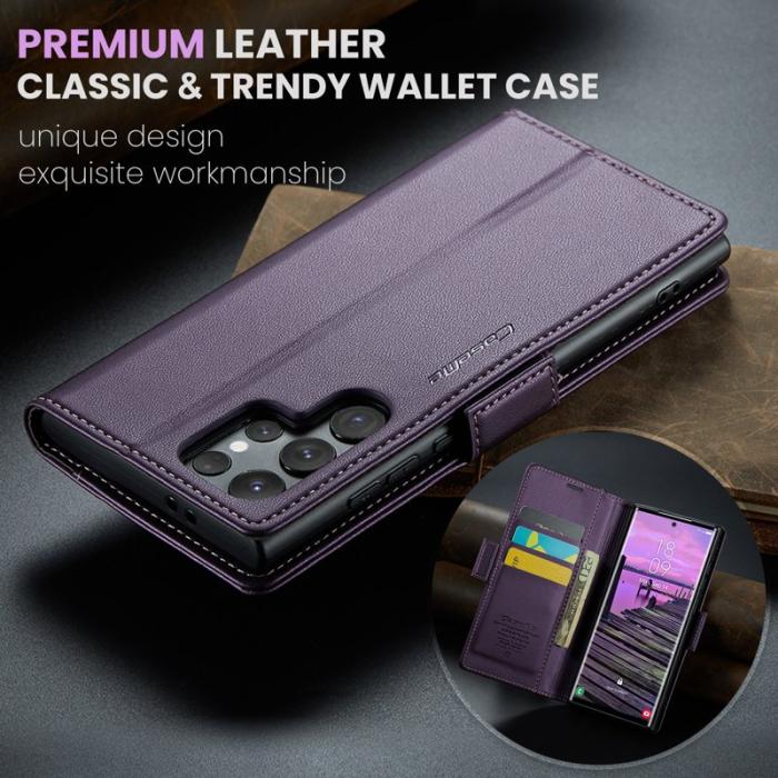 Caseme - CASEME Samsung Galaxy S25 Ultra Plånboksfodral Konstläder RFID-Skydd Lila