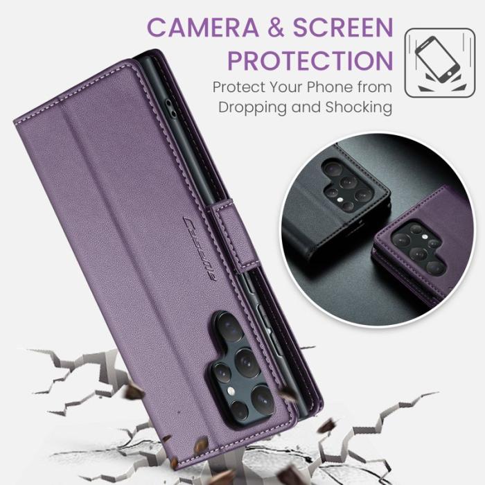 Caseme - CASEME Samsung Galaxy S25 Ultra Plånboksfodral Konstläder RFID-Skydd Lila