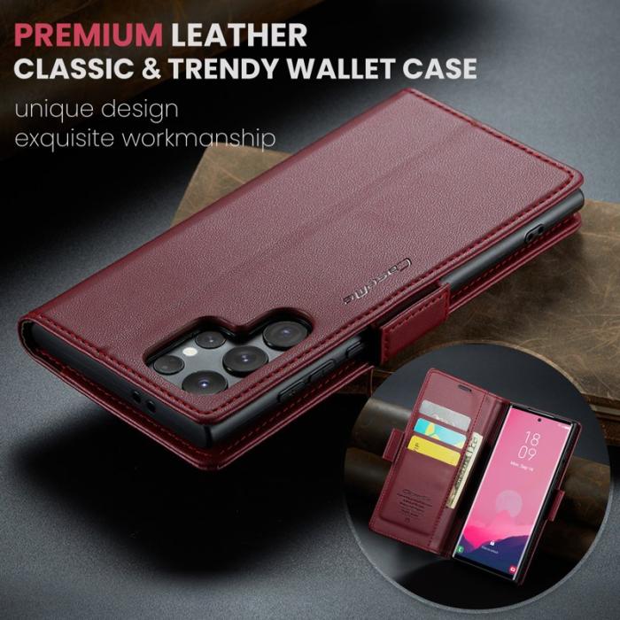 Caseme - CASEME Samsung Galaxy S25 Ultra Plånboksfodral Konstläder RFID-Skydd Röd