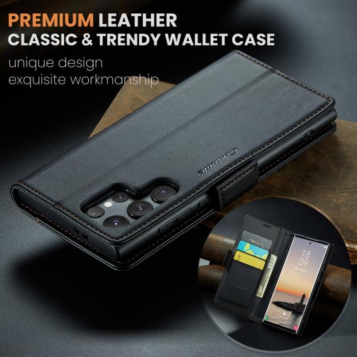 Caseme - CASEME Samsung Galaxy S25 Ultra Plånboksfodral Konstläder RFID-Skydd Svart