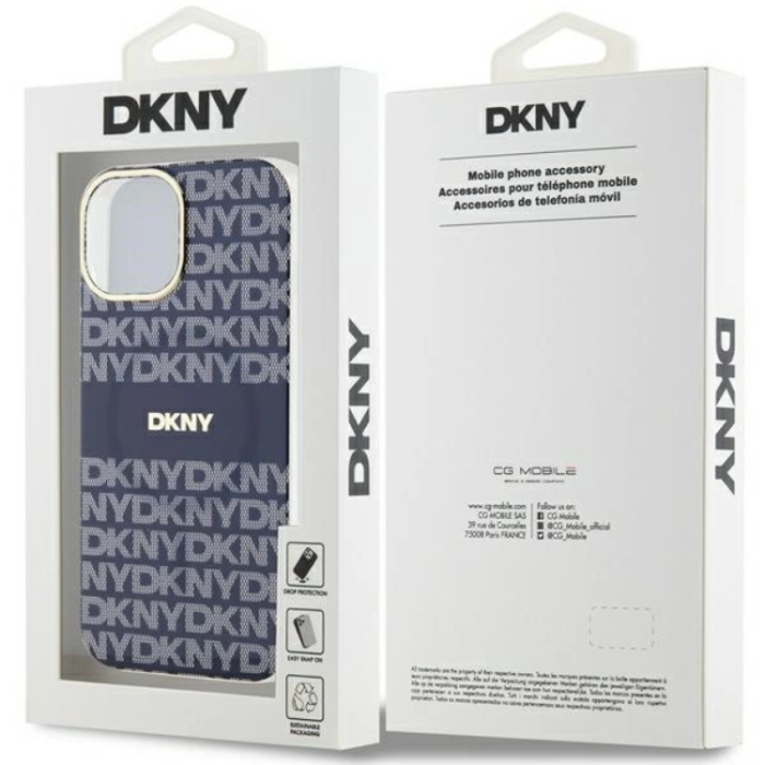 DKNY - DKNY iPhone 15/14/13 Mobilskal Magsafe IML Mono & Stripe - Blå