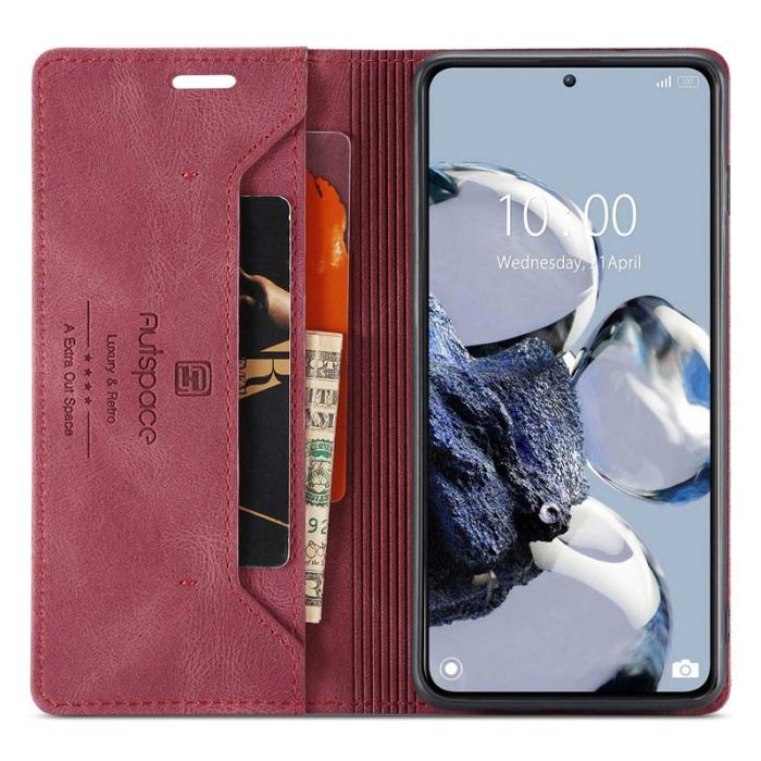 AUTSPACE - AUTSPACE A01 Fodral för Xiaomi 12T 5G - KonstLäder - Röd