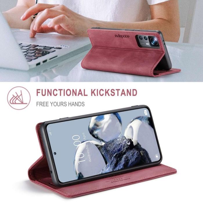 AUTSPACE - AUTSPACE A01 Fodral för Xiaomi 12T 5G - KonstLäder - Röd