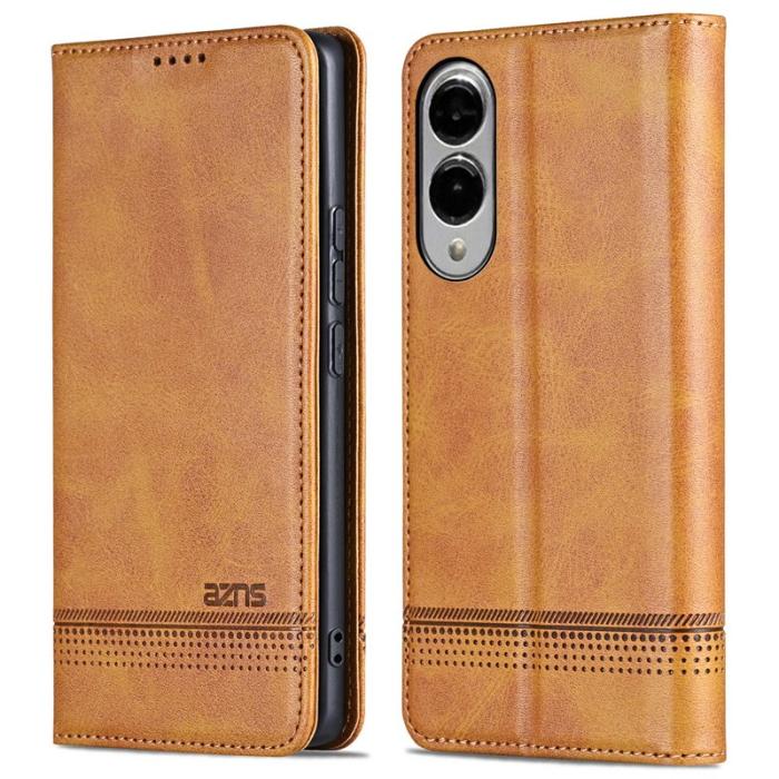 AZNS - AZNS Samsung Galaxy S25 Edge Plånboksfodral Konstläder - Brun