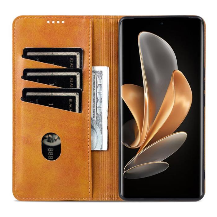 AZNS - AZNS Samsung Galaxy S25 Edge Plånboksfodral Konstläder - Brun