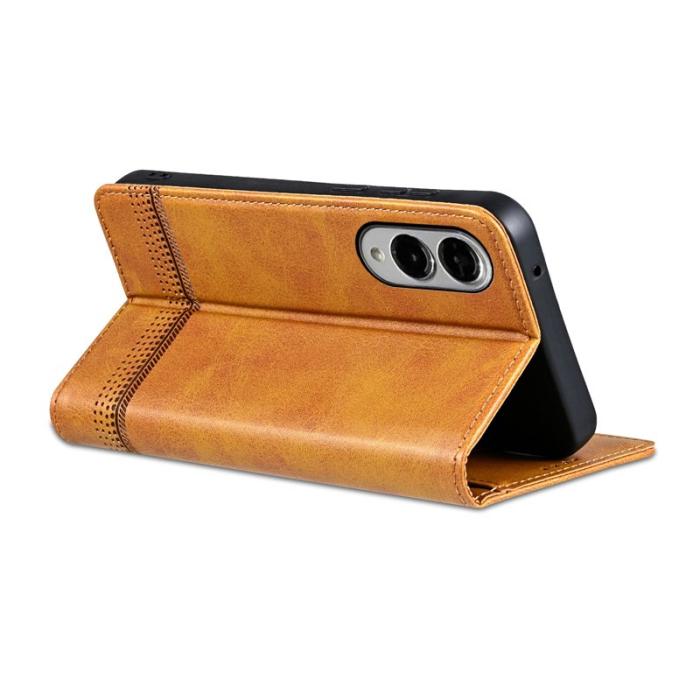 AZNS - AZNS Samsung Galaxy S25 Edge Plånboksfodral Konstläder - Brun