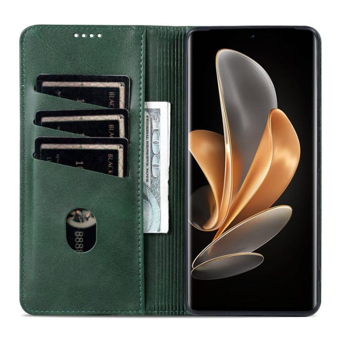 AZNS - AZNS Samsung Galaxy S25 Edge Plånboksfodral Konstläder - Grön